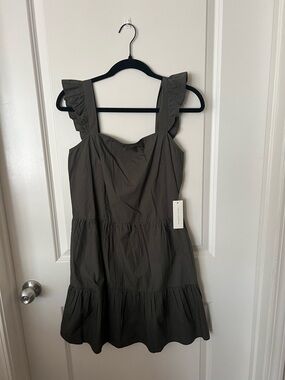 Ruffled Strap Tiered Mini Dress - Olive
